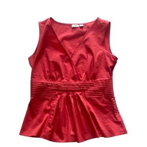 Cato Orange Red Sleeveless Wrap Blouse
